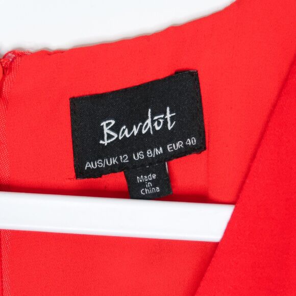 Bardot Womens Mini Wrap Dress‎ Size 8 Medium Red White Floral V-neck Feminine - Picture 3 of 12